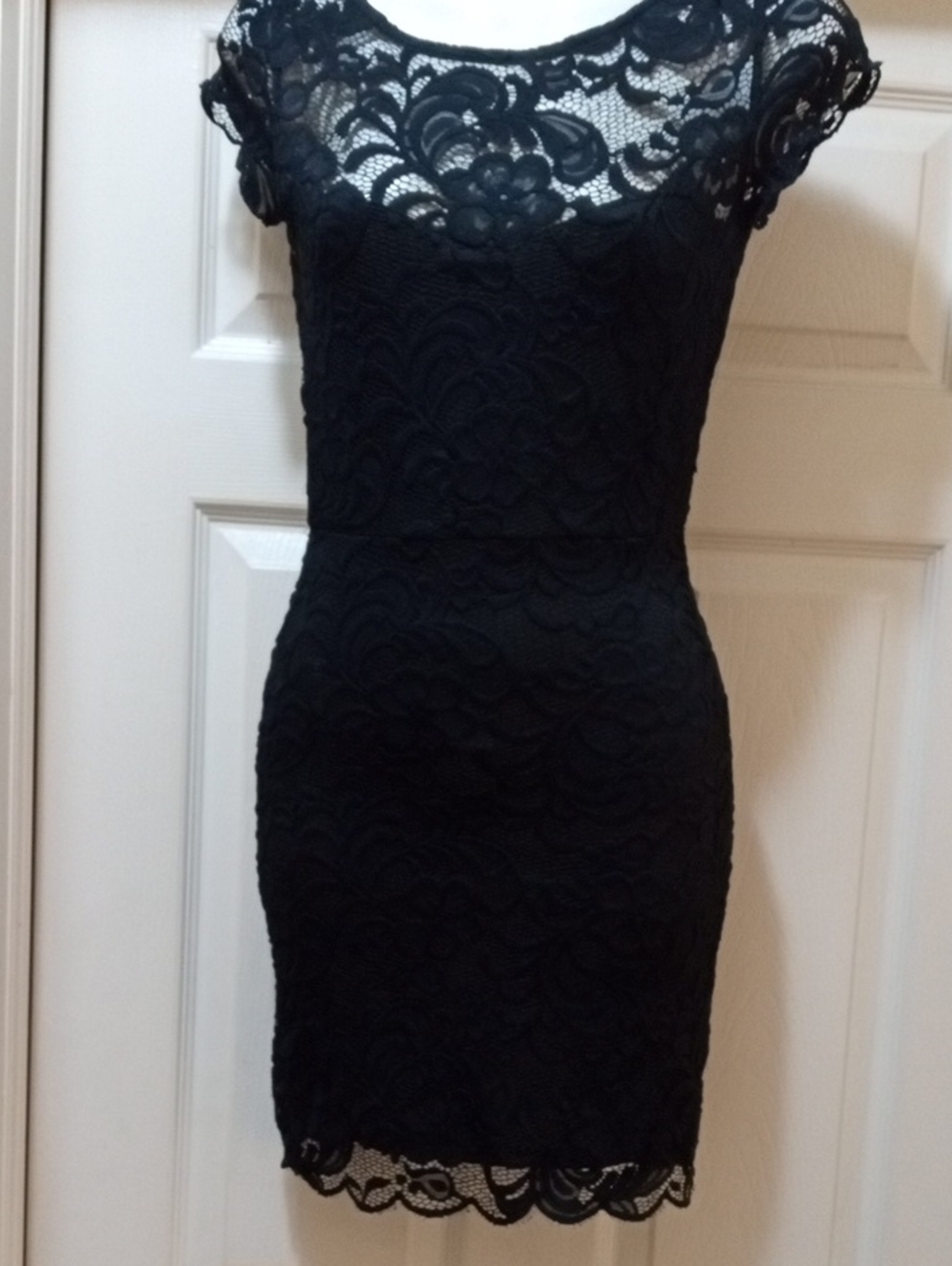 f Divided Black Lace Mini Dress